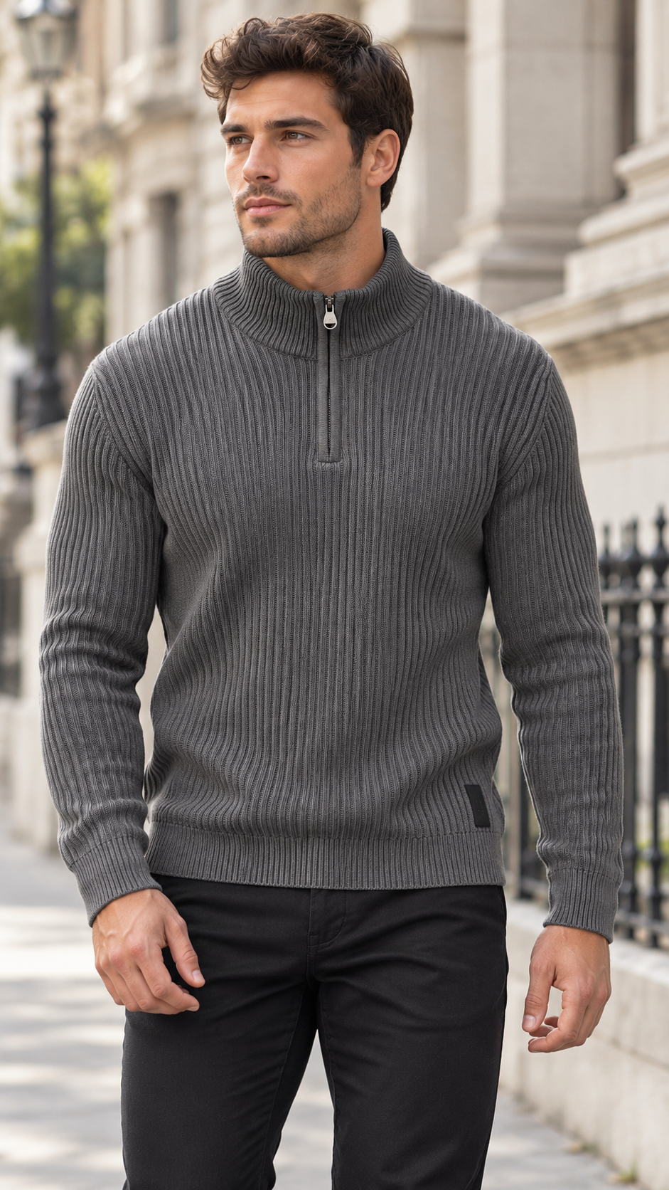 CROSSHATCH QUARTER ZIP JUMPER ￼