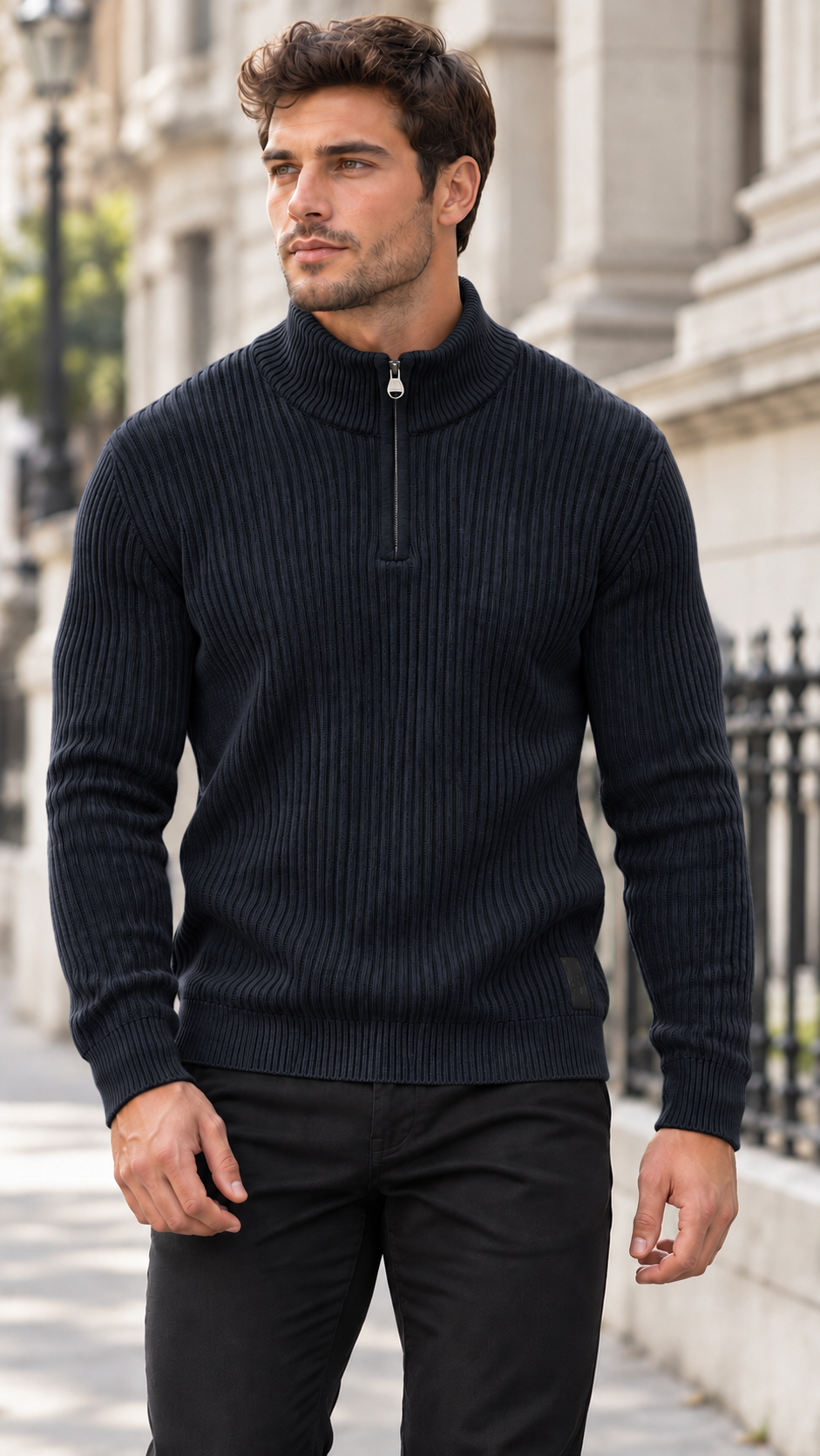 CROSSHATCH QUARTER ZIP JUMPER